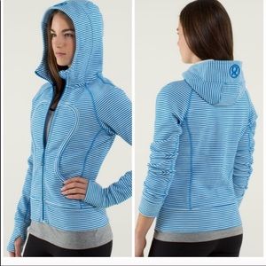 Lululemon Blue Stripe Scuba Slope Hoodie Jacket
